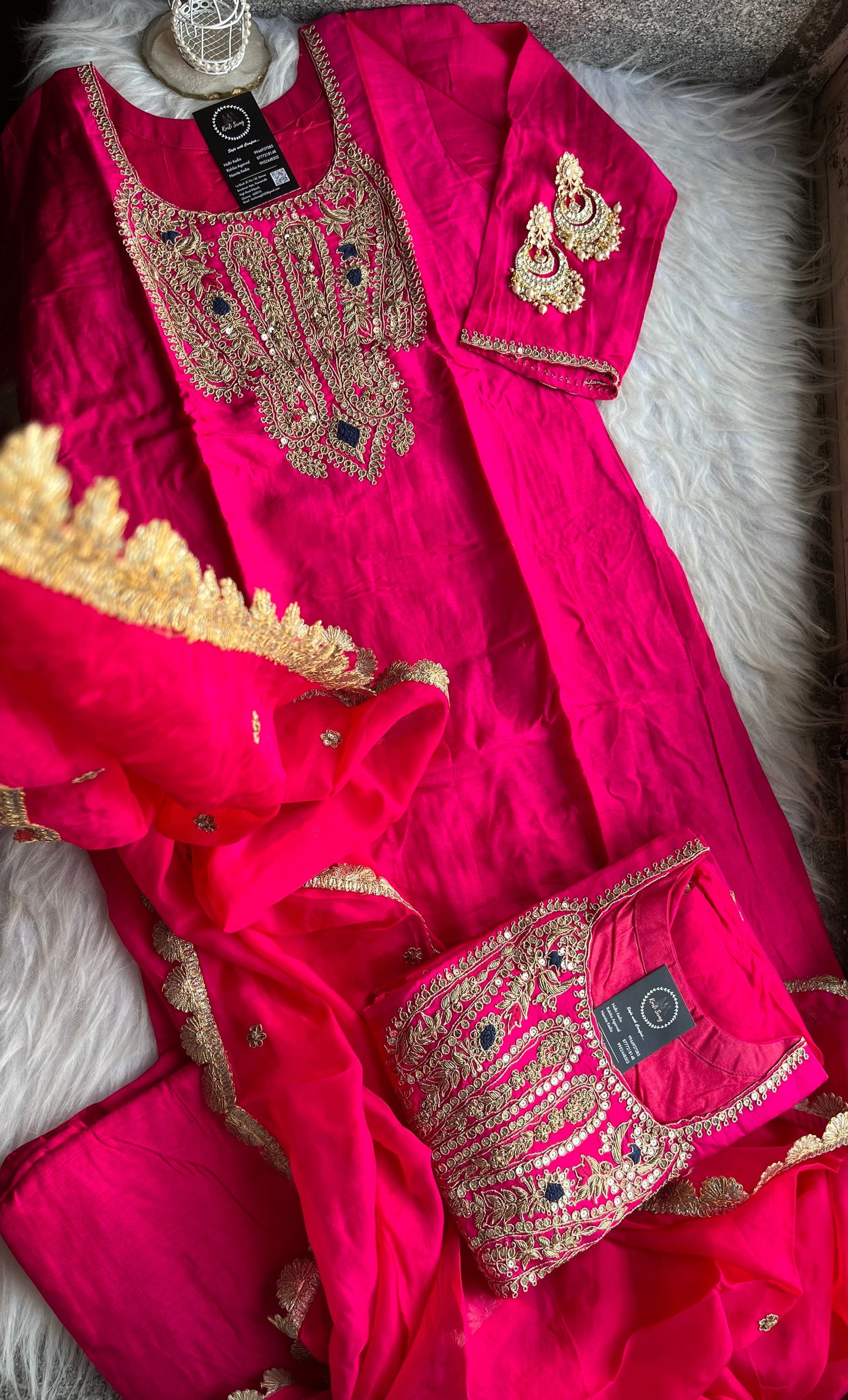 “AASHVI” Dola Silk Zardosi Embroidered Suit Set