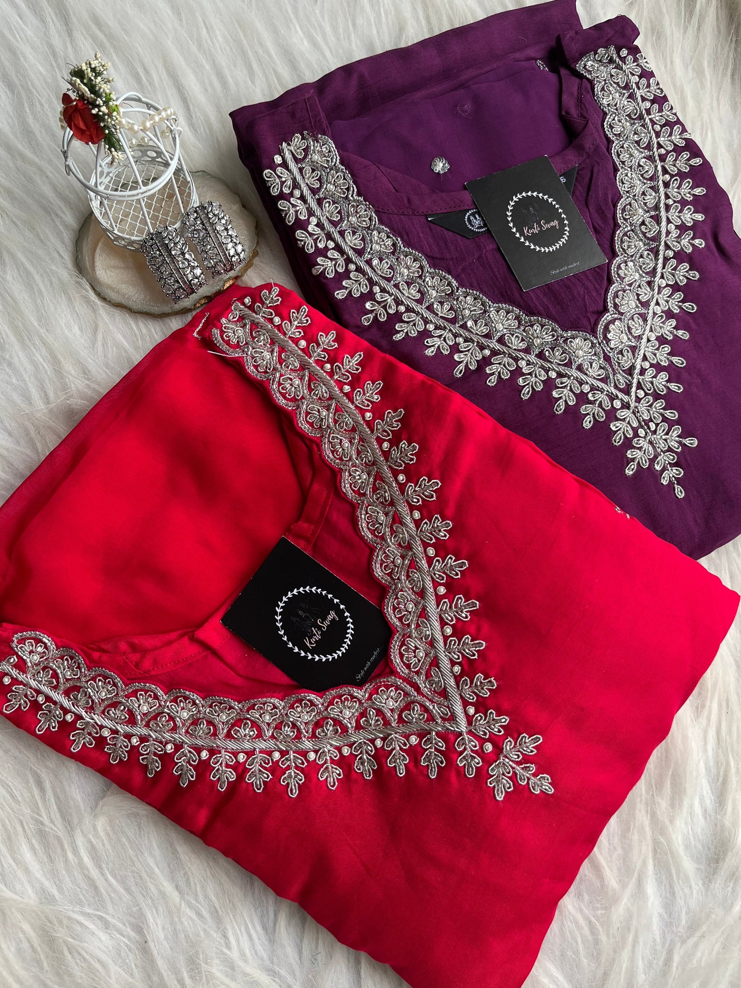 “ANTARA” Premium Festive Embroidered Dola Silk Suit Set✨💕