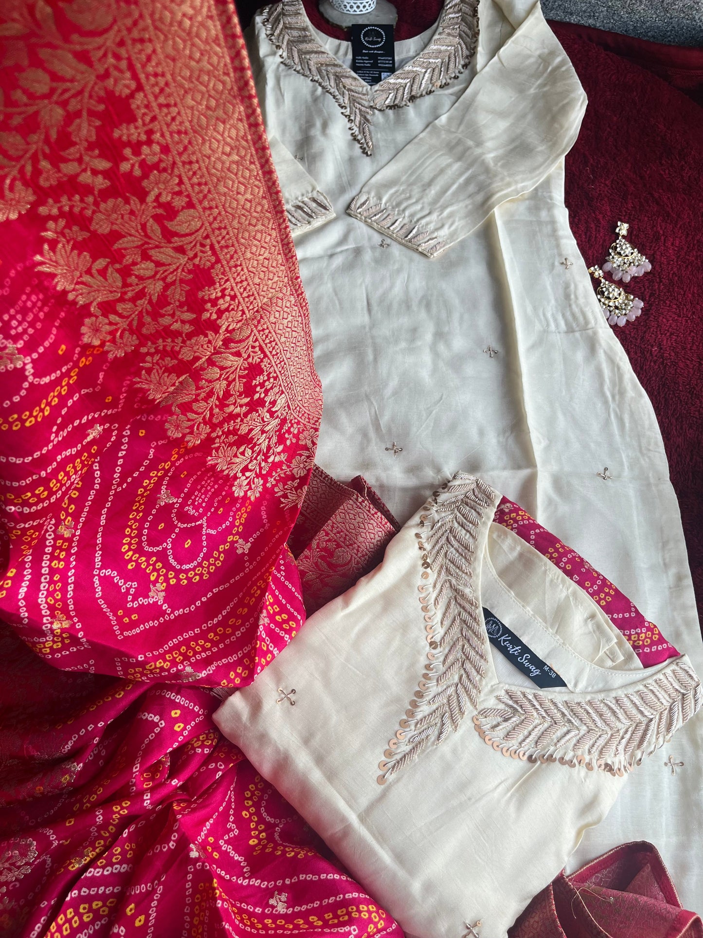 “AMRUTA” Dola Silk Suit Set an Off White 💕✨