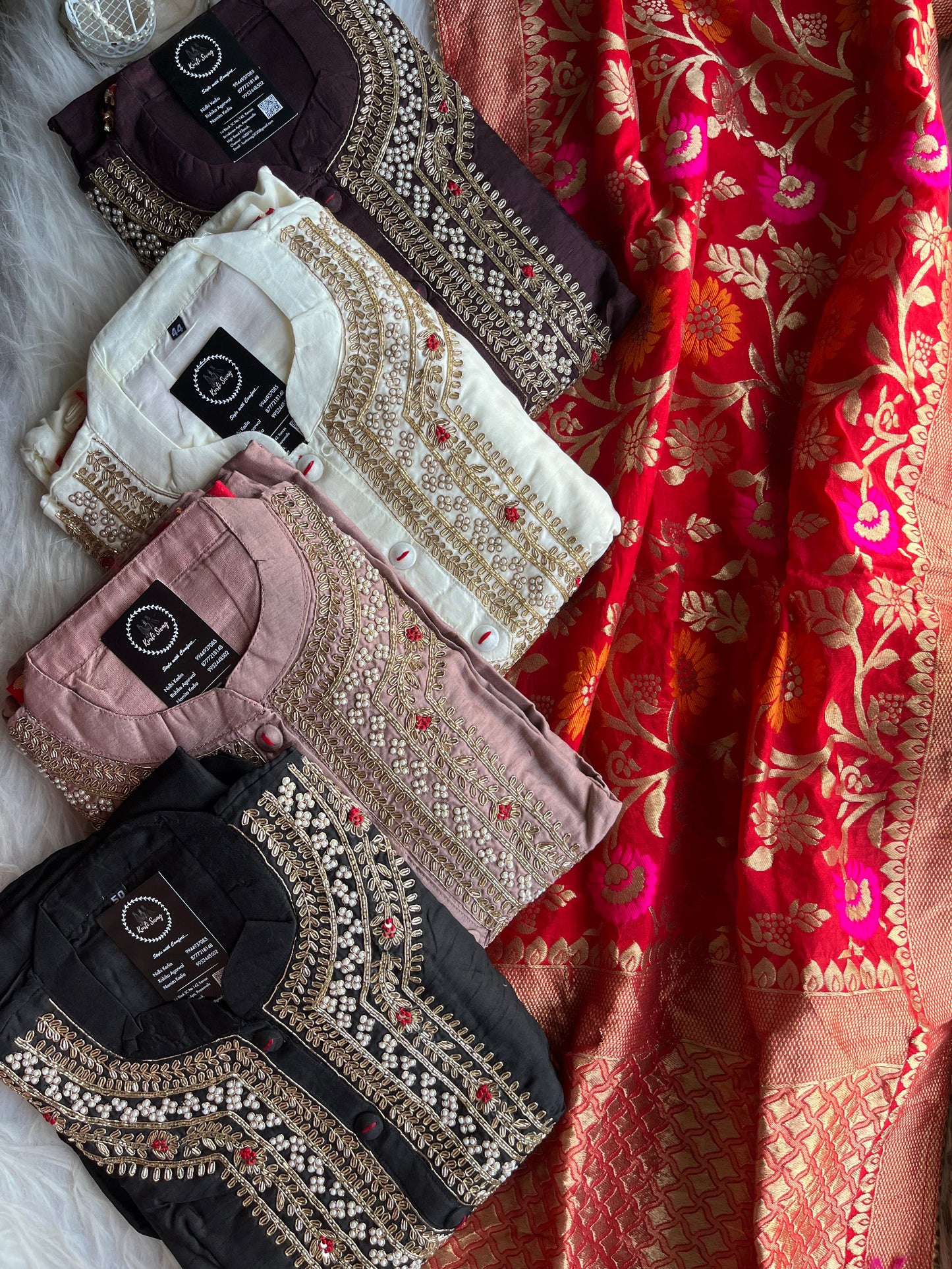 “AAMNA” Dola Silk Hand Embroidered Suit Set With Banarasi Dupatta ✨