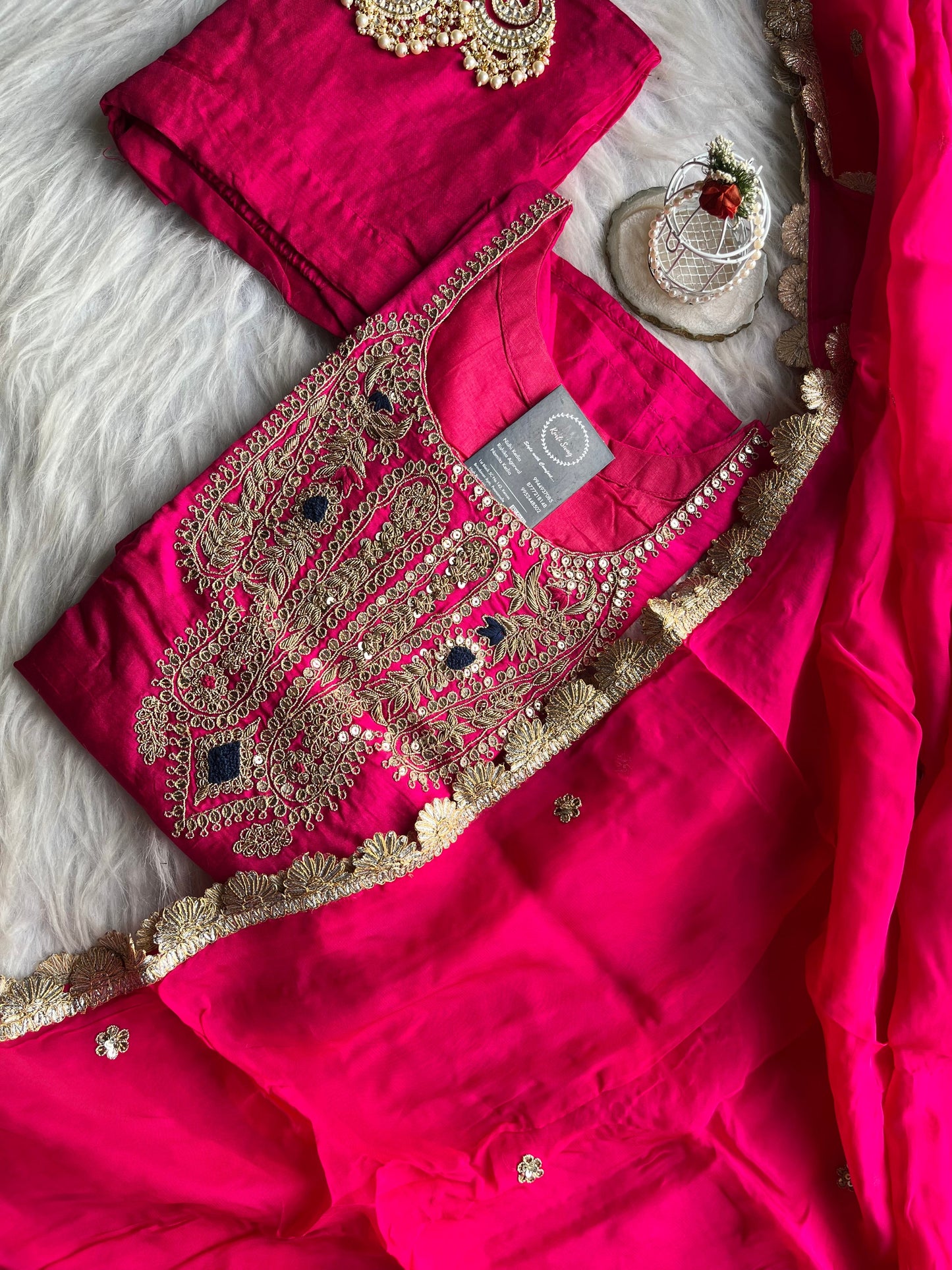 “AASHVI” Dola Silk Zardosi Embroidered Suit Set