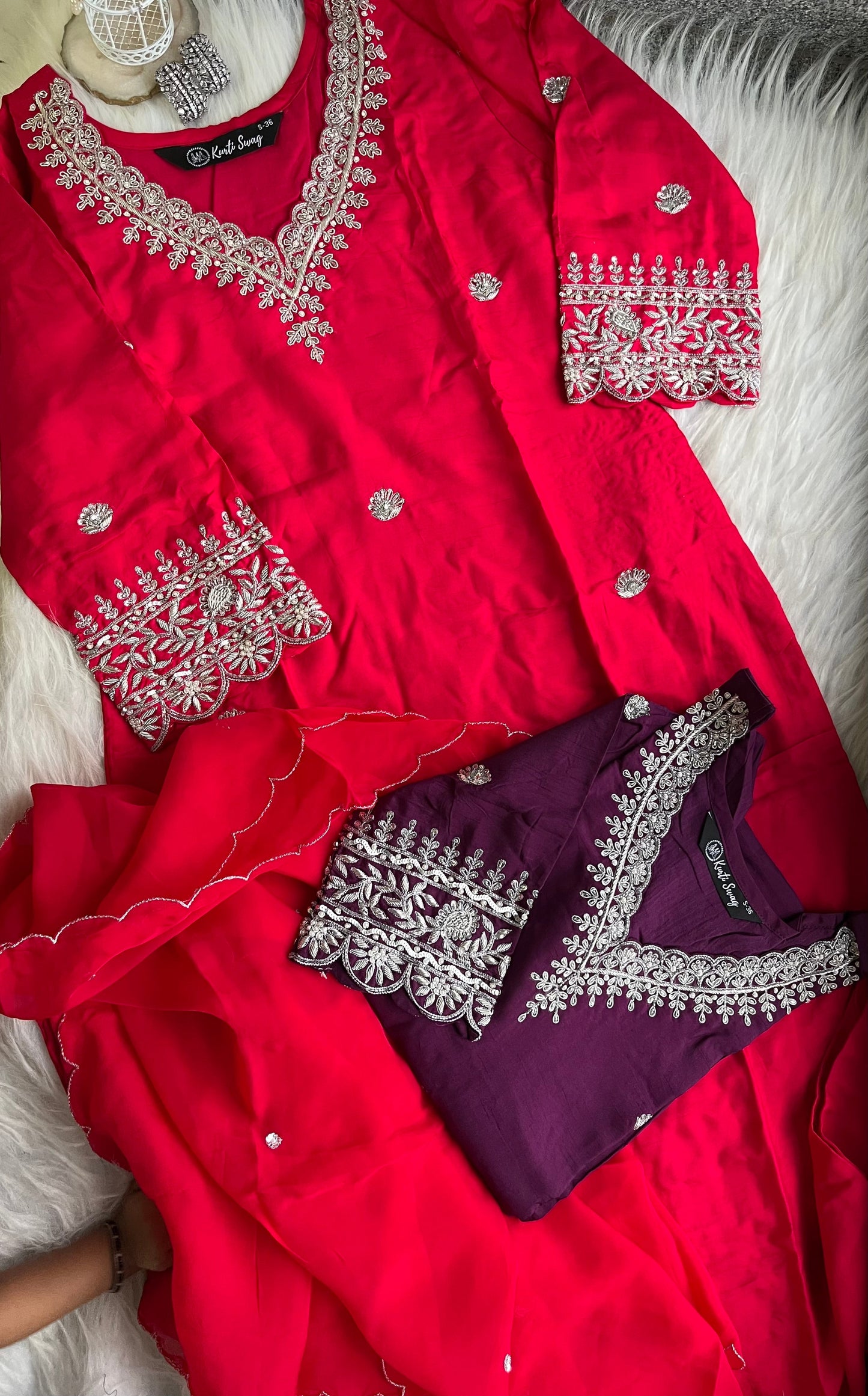 “ANTARA” Premium Festive Embroidered Dola Silk Suit Set✨💕