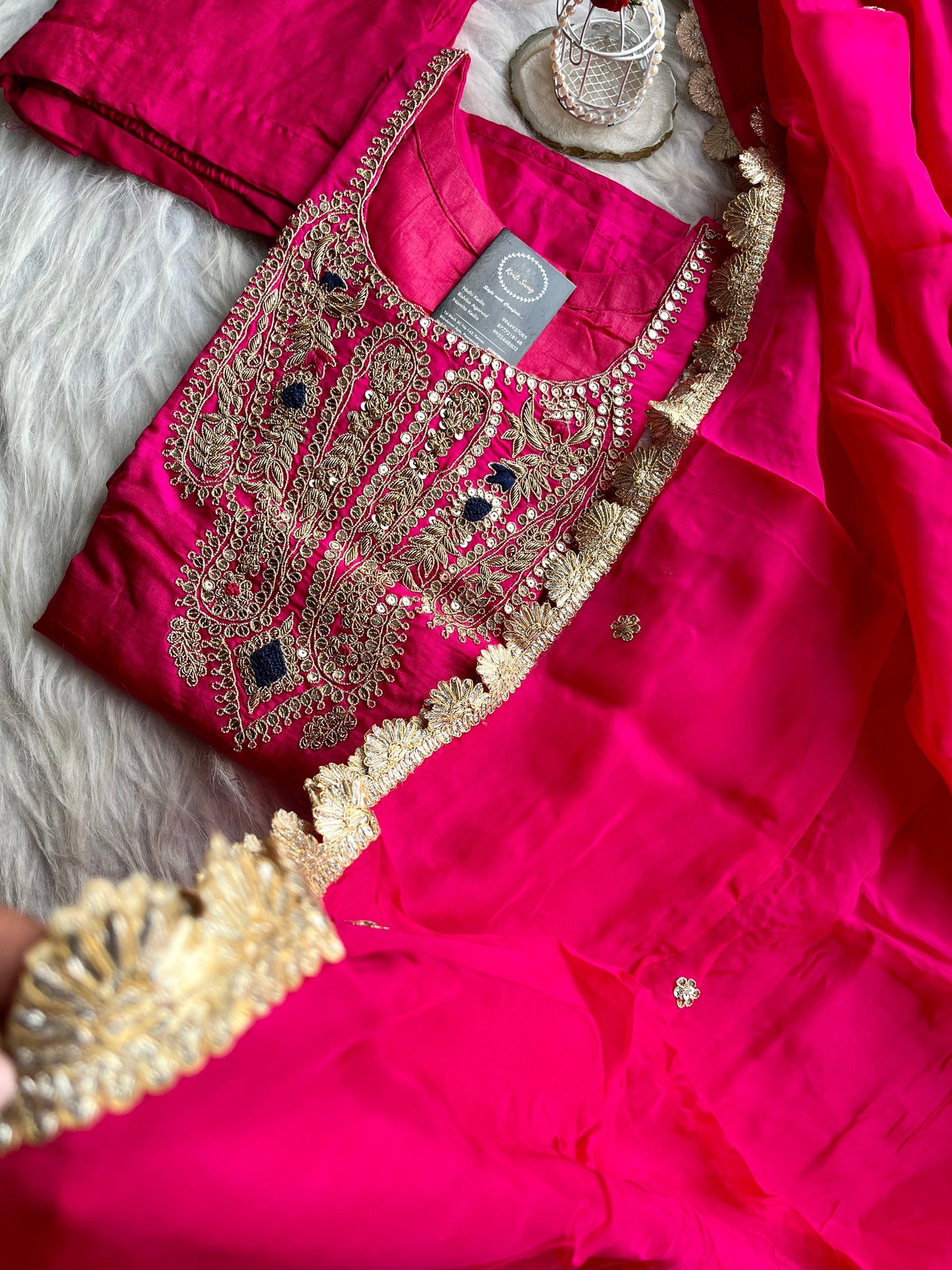 “AASHVI” Dola Silk Zardosi Embroidered Suit Set