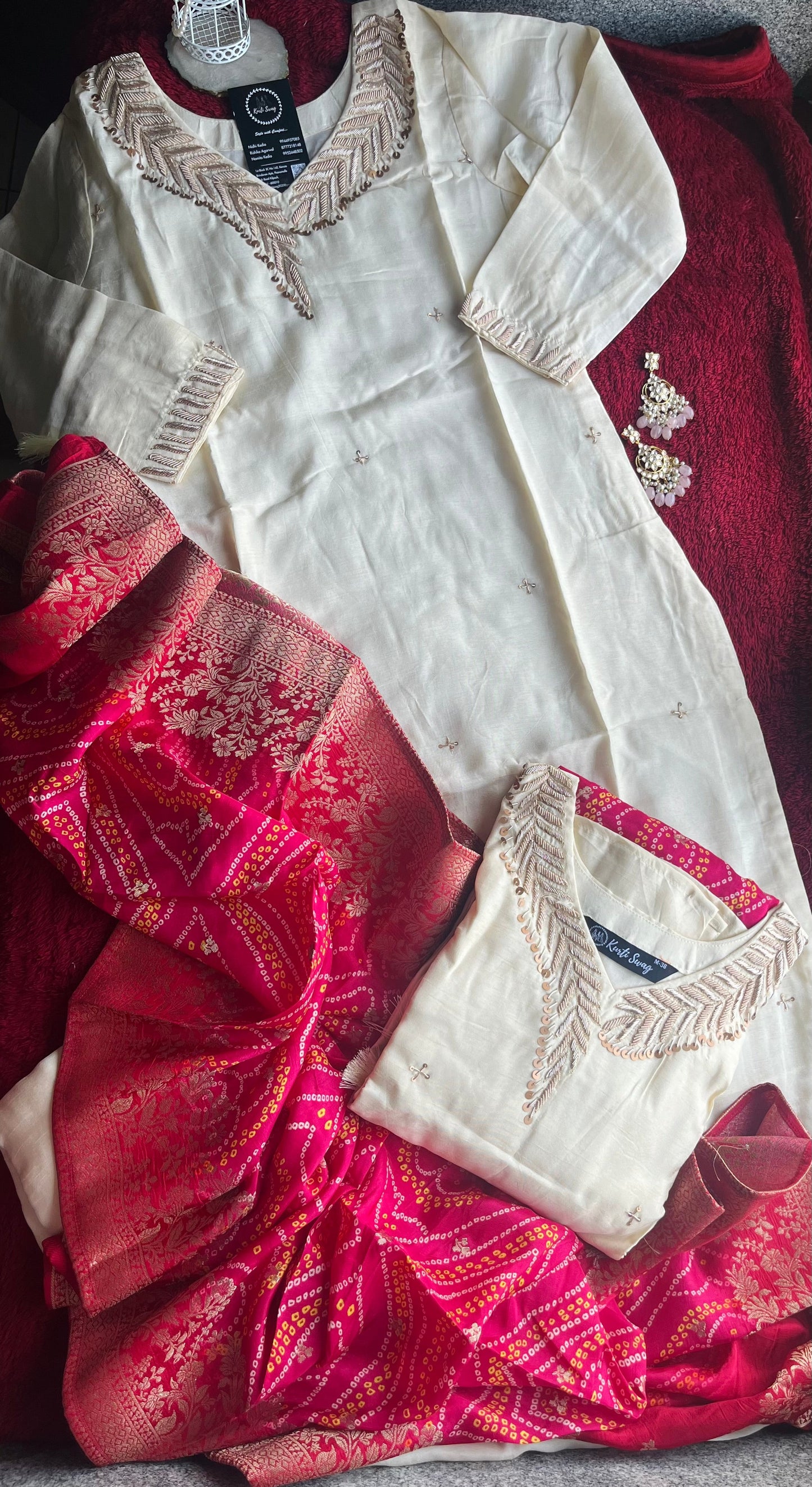 “AMRUTA” Dola Silk Suit Set an Off White 💕✨