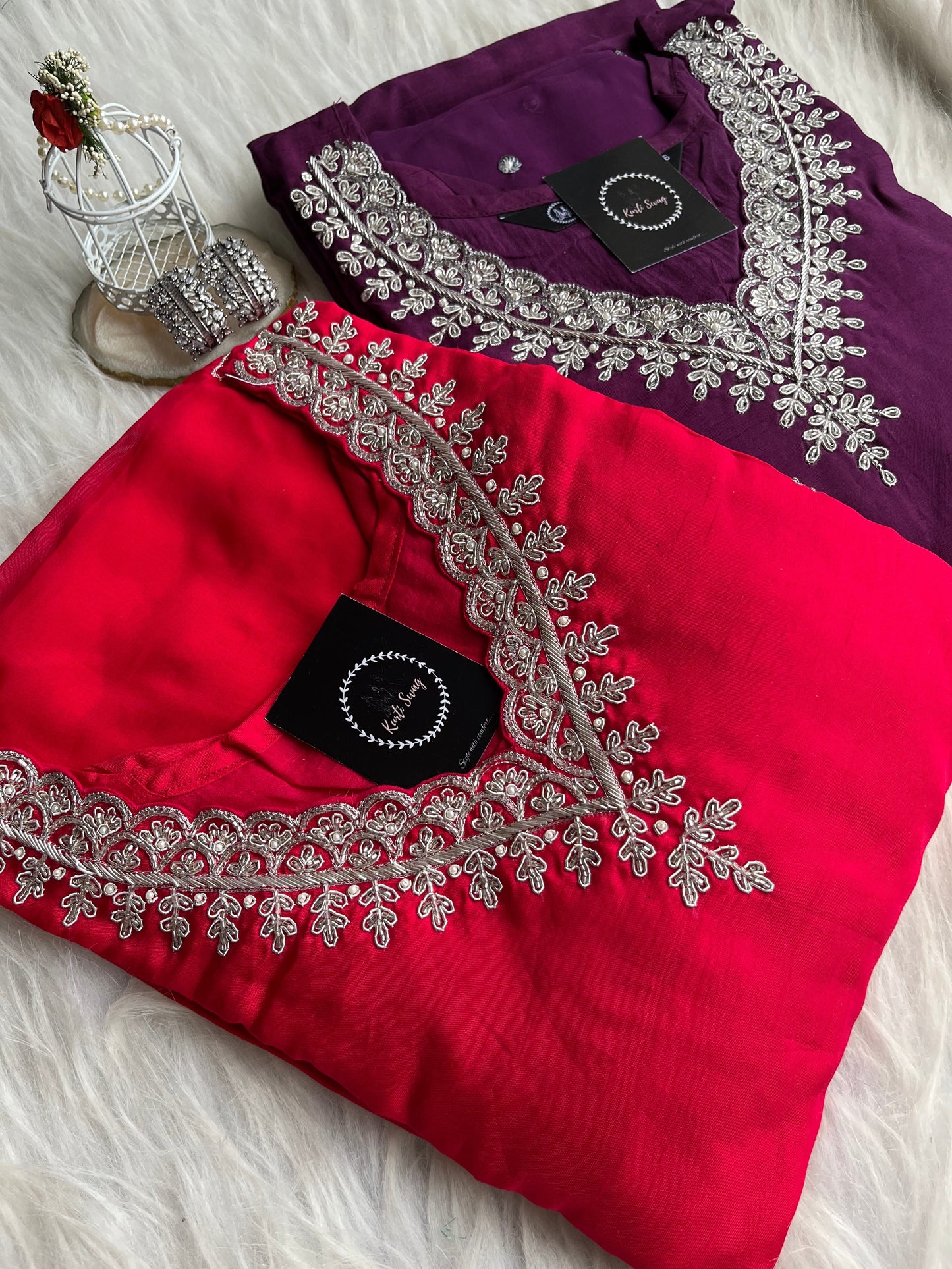 “ANTARA” Premium Festive Embroidered Dola Silk Suit Set✨💕