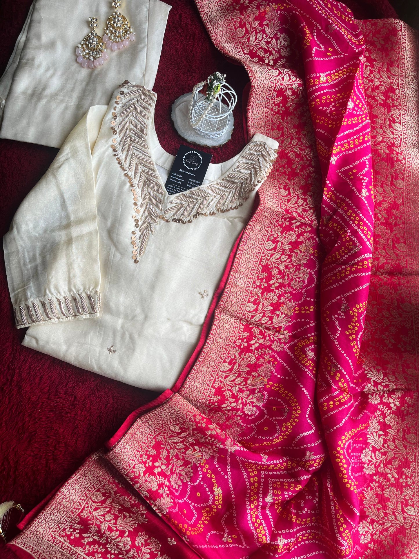 “AMRUTA” Dola Silk Suit Set an Off White 💕✨