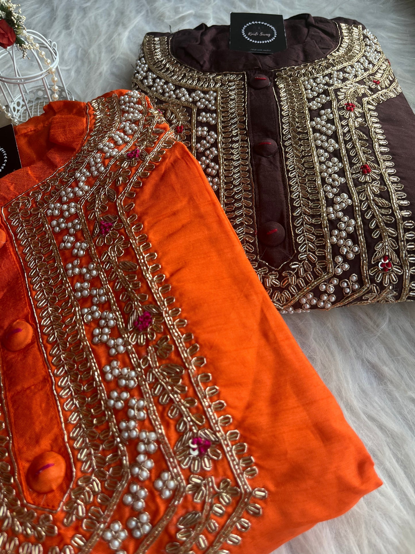 “AAMNA” Dola Silk Hand Embroidered Suit Set With Banarasi Dupatta ✨