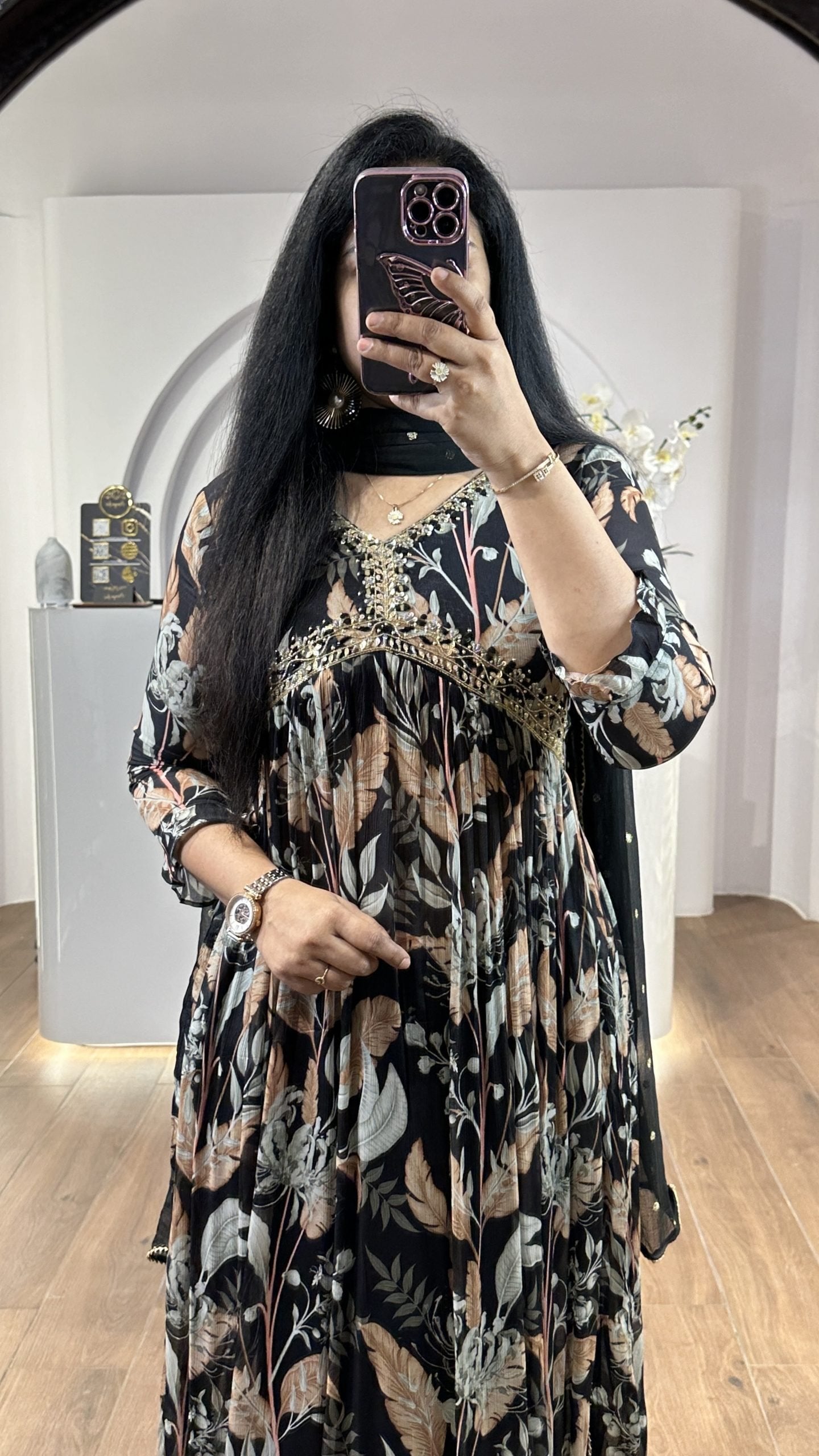 Black Floral Alia Cut Suit Set