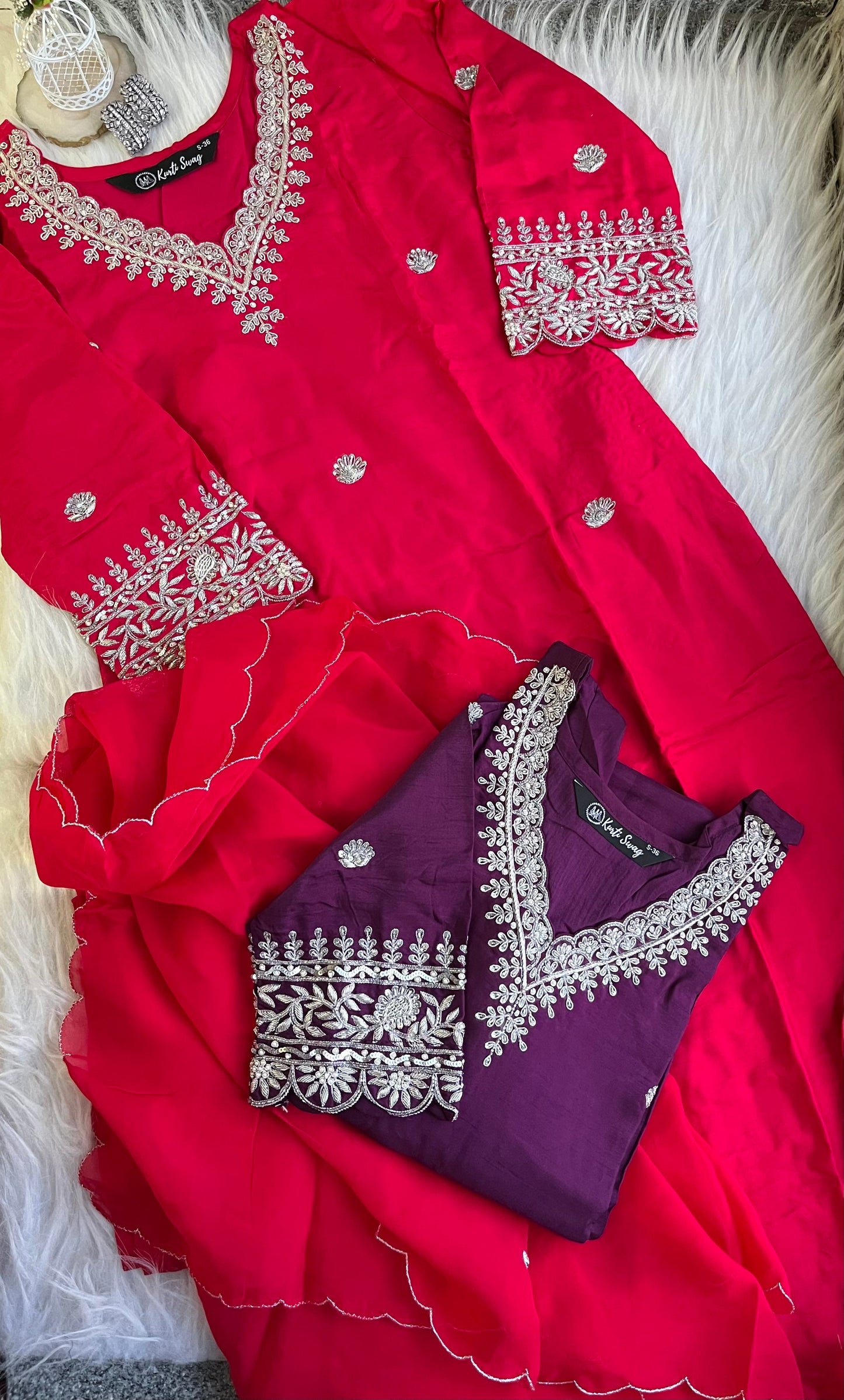 “ANTARA” Premium Festive Embroidered Dola Silk Suit Set✨💕