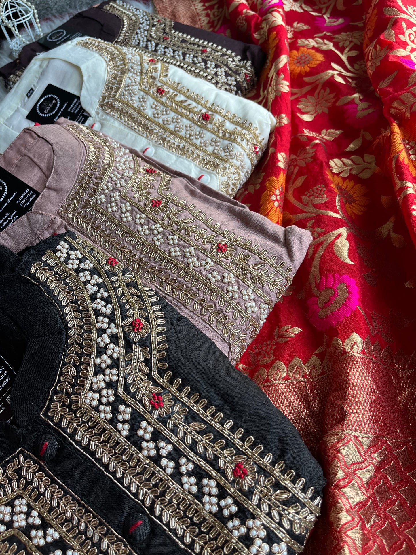 “AAMNA” Dola Silk Hand Embroidered Suit Set With Banarasi Dupatta ✨