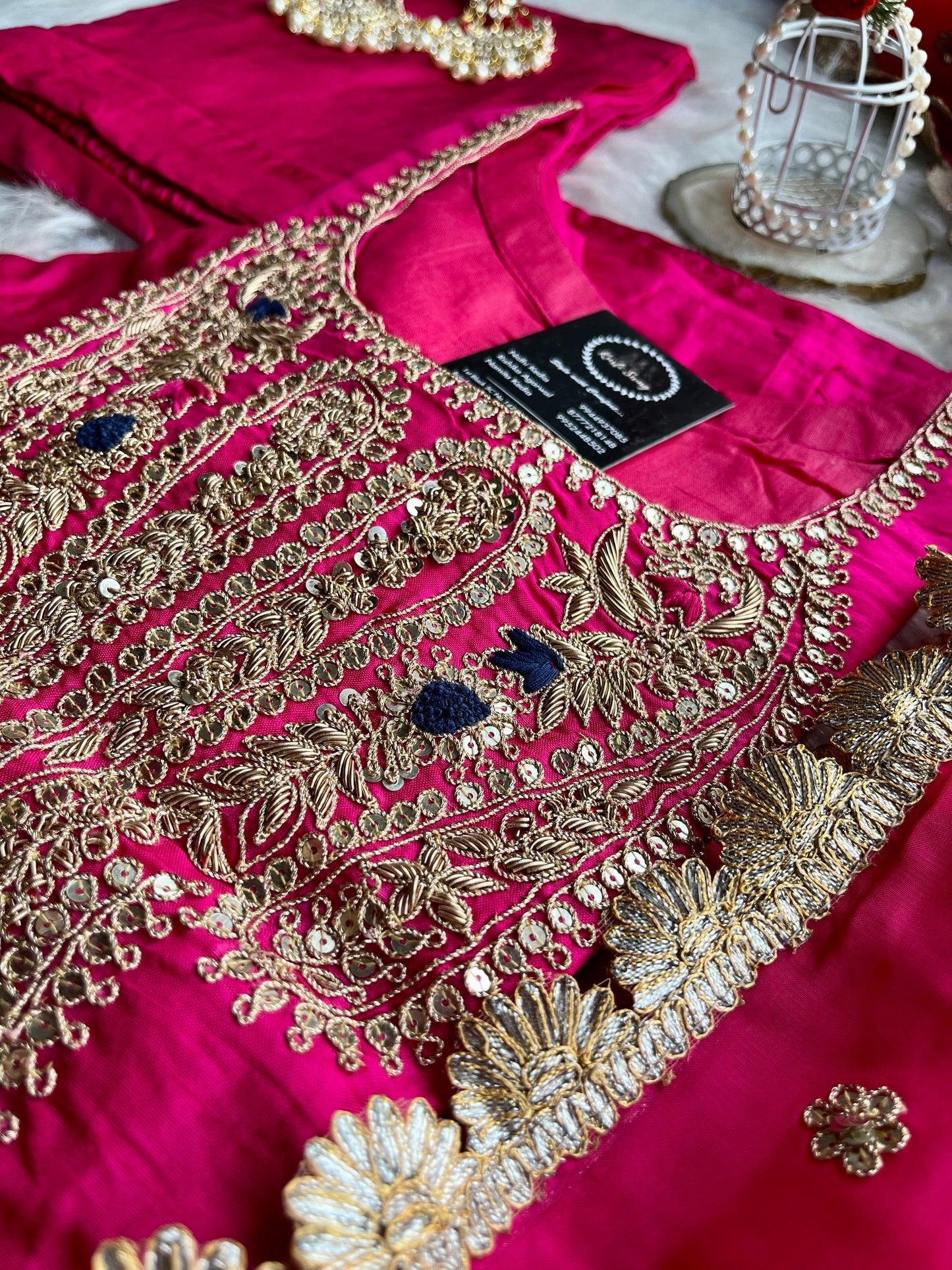 “AASHVI” Dola Silk Zardosi Embroidered Suit Set