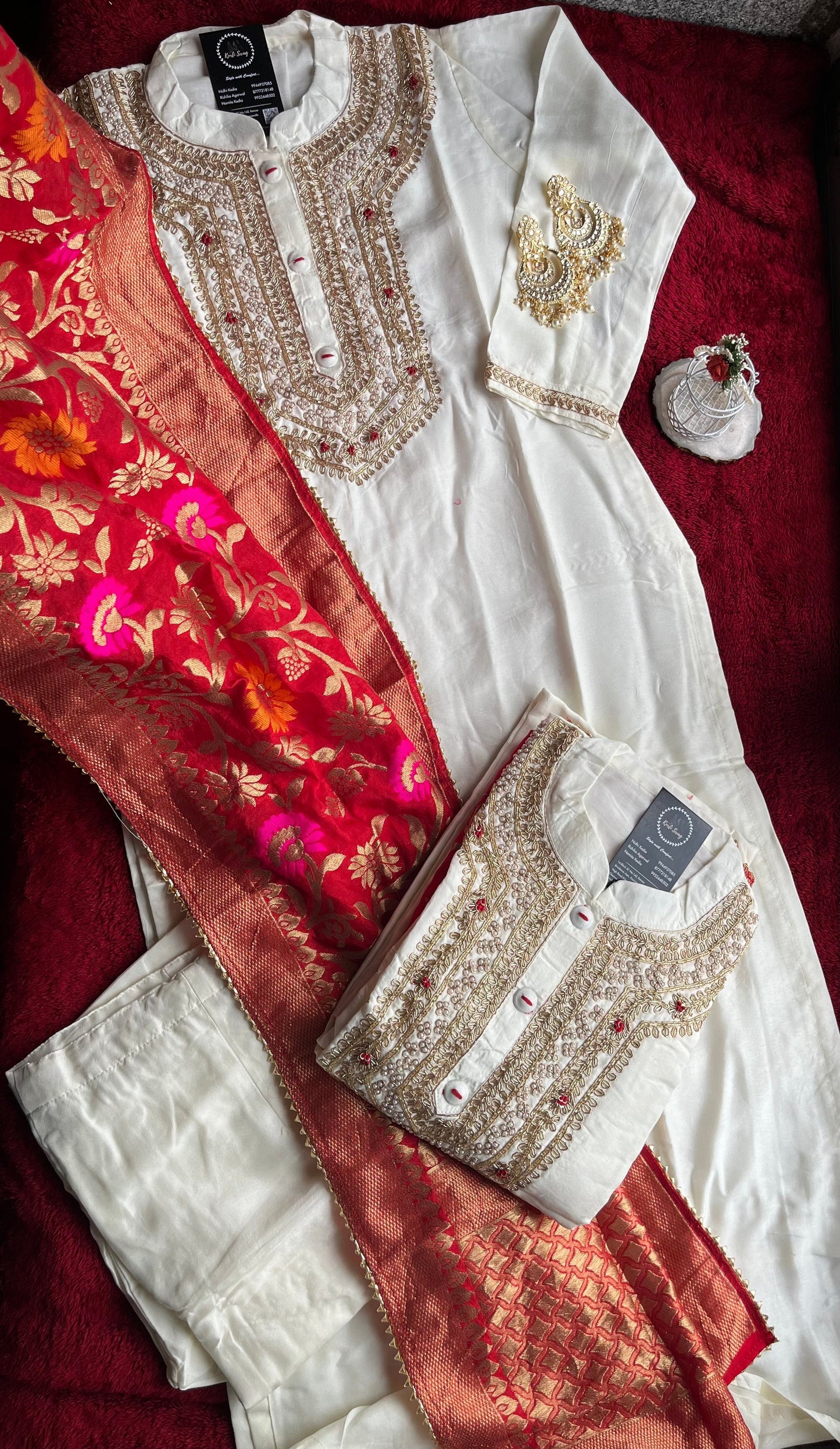“AAMNA” Dola Silk Hand Embroidered Suit Set With Banarasi Dupatta ✨