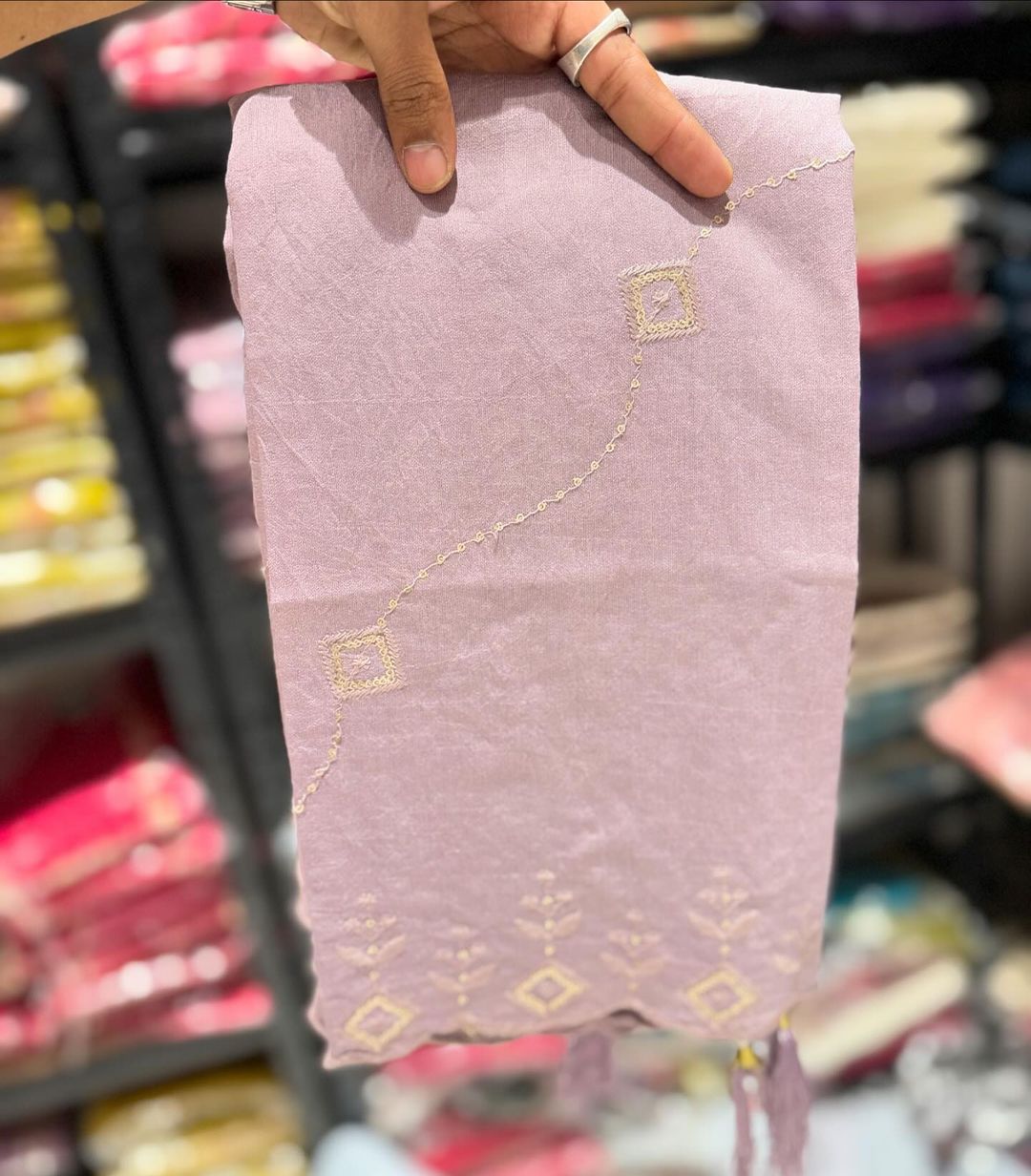 Baby Pink Neck work Readymade kurta pant with Dupatta set