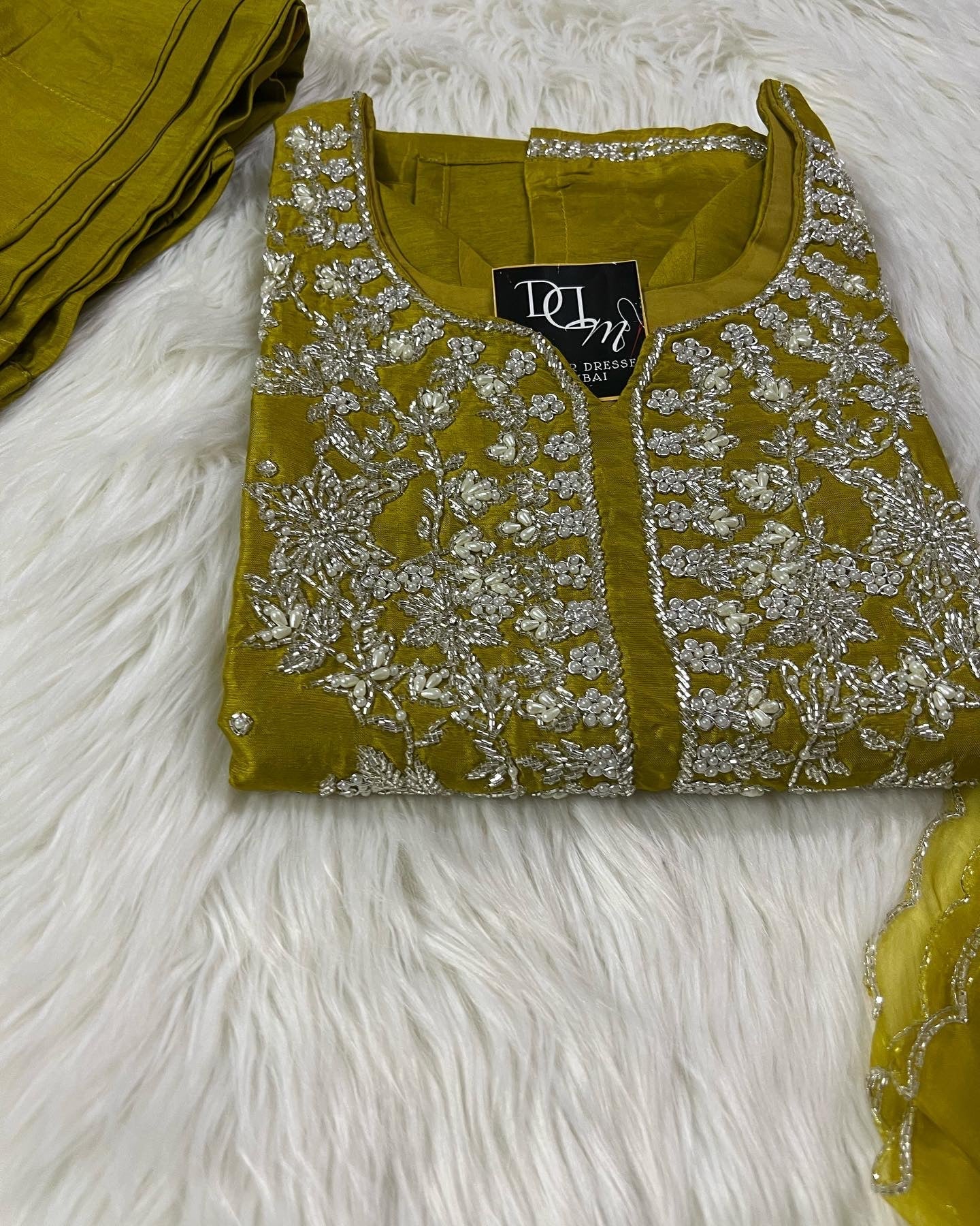 Maslin Designer Embroidery with Zardosi Yellow Set