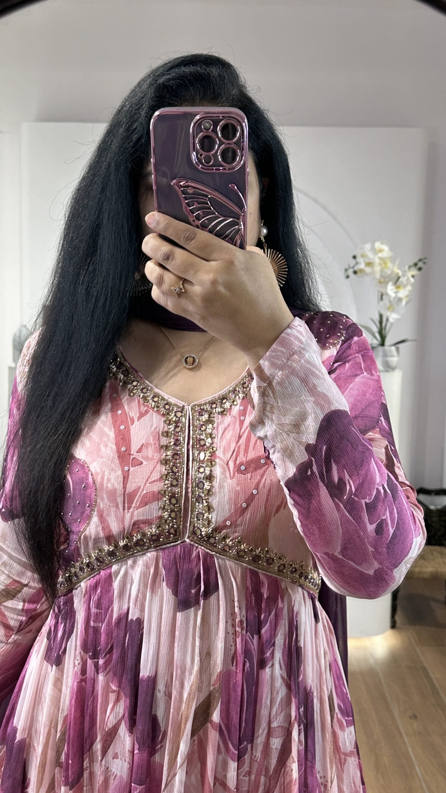 Pink & Purple floral Alia cut