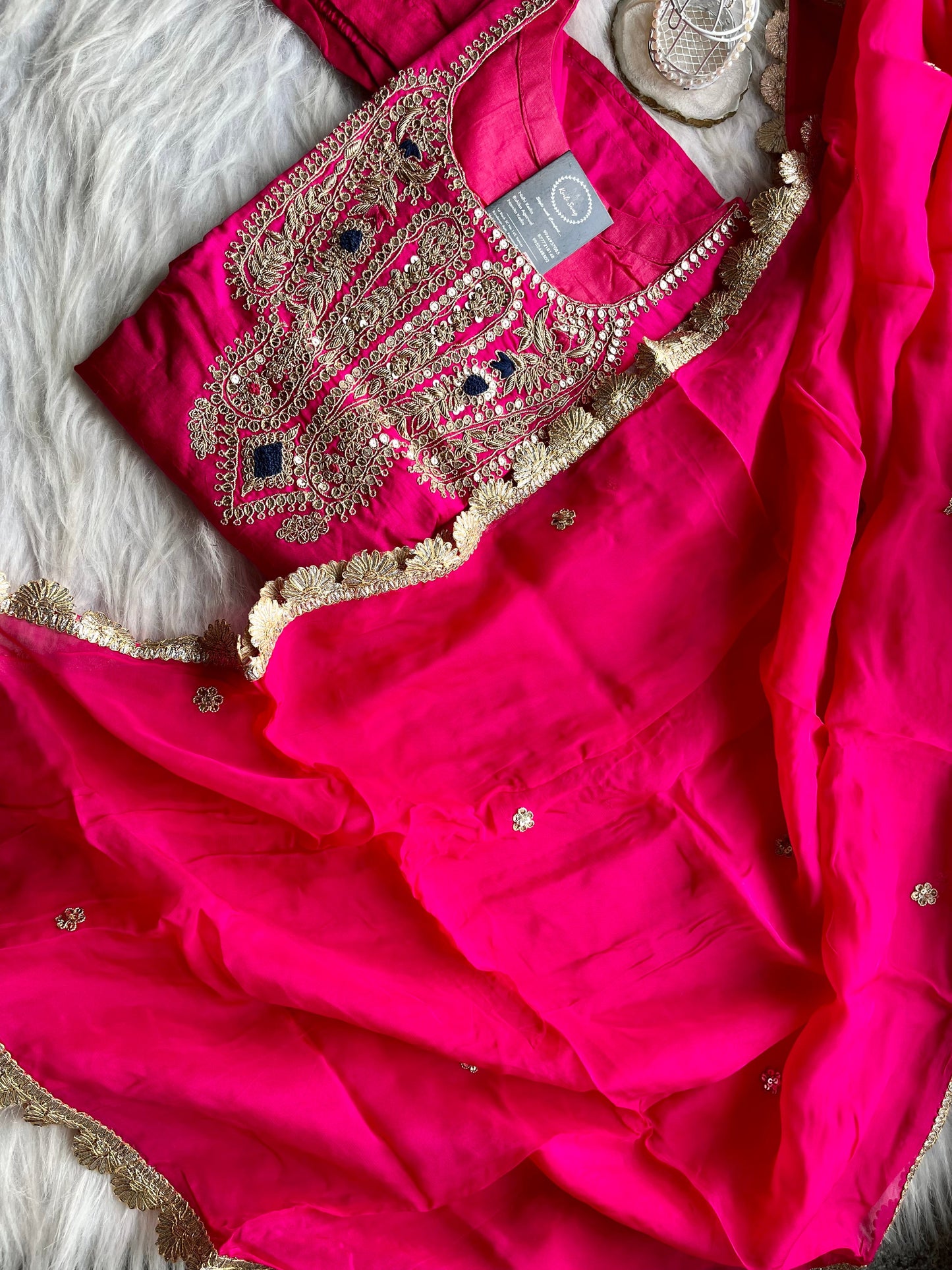“AASHVI” Dola Silk Zardosi Embroidered Suit Set