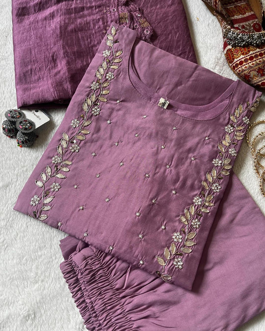 Neck work Readymade kurta pant with Dupatta set