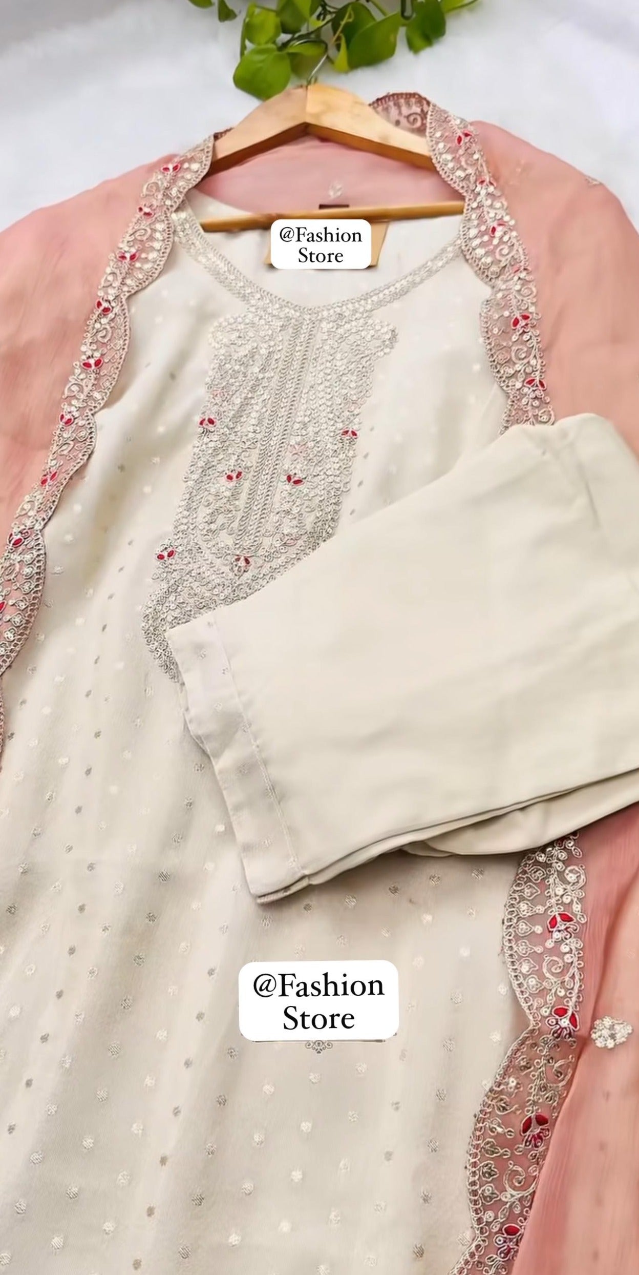Baby Pink Kurti set with embroidery