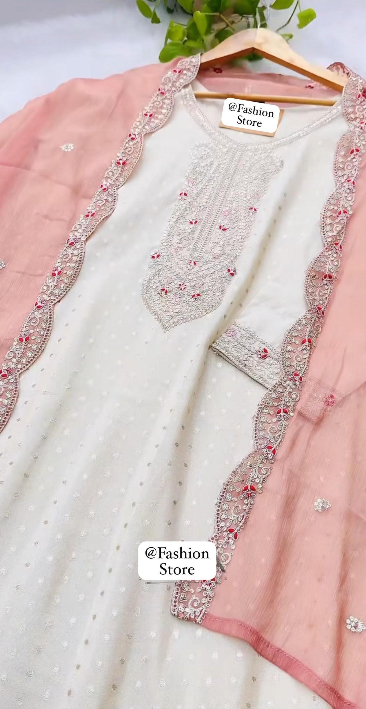 Baby Pink Kurti set with embroidery